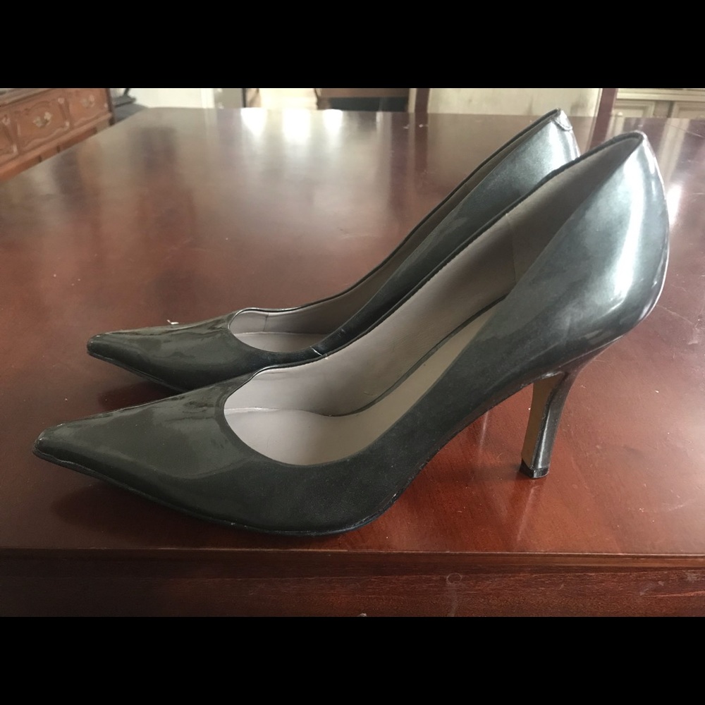 Nine west faux patent leather heels pewter 6.5